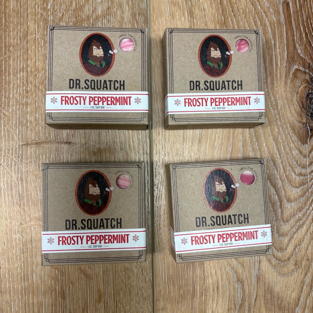 Dr SQUATCH Soap 4pc LOT Frosty Peppermint NEW 5oz Bars